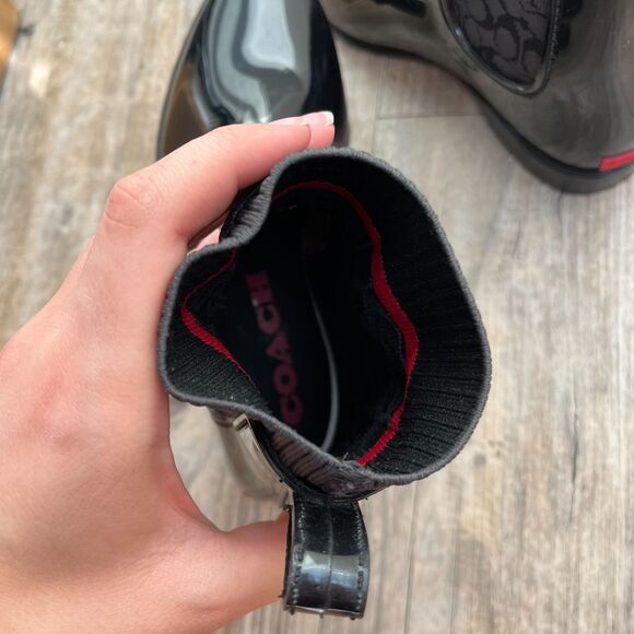 COACH Chelsea Rain Boot Women's 6 Black - Picture 6 of 9